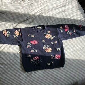 Eddie Bauer Vintage Navy Floral Sweater